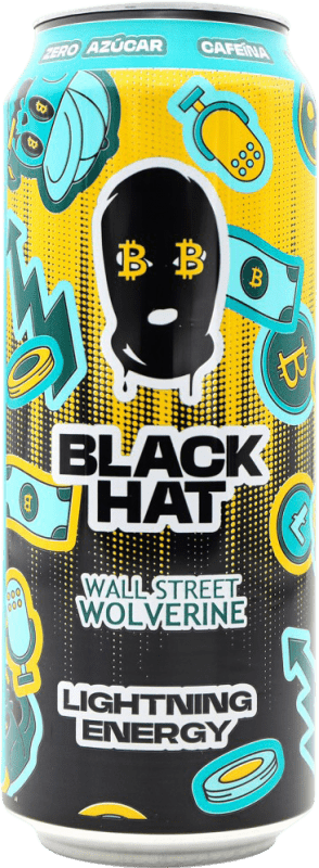 1,95 € Kostenloser Versand | Energydrink Black Hat Wall Street Wolverine Limitierte Edition Gemeinschaft von Madrid Spanien Medium-Dose 50 cl