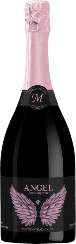 26,95 € Бесплатная доставка | Розовое игристое вино Moratalla Ángel Brut Nature — Брют Натюр Rosé — Розе D.O. Manchuela Кастилья-Ла-Манча Испания Bobal — Бобаль 75 cl