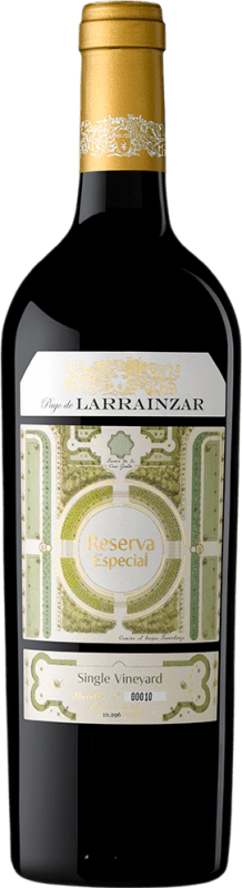 36,95 € 免费送货 | 红葡萄酒 Pago de Larrainzar Seco — 干型 特别 珍藏 D.O. Navarra 纳瓦拉 西班牙 Tempranillo — 丹魄, Merlot — 梅洛, Cabernet Sauvignon — 赤霞珠 75 cl
