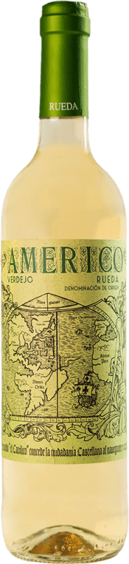 14,95 € Envio grátis | Vinho Branco Díez Gómez Americo Seco D.O. Rueda Castela e Leão Espanha Verdejo 75 cl Vegano