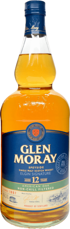 61,95 € Envio grátis | Whisky Single Malt Glen Moray American — Americano, Oak Cask — Barrica de Carvalho Speyside Reino Unido 12 Anos 1 L