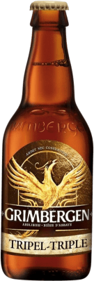 5,95 € 免费送货 | 啤酒 Grimbergen Triple Malt — 三重麦芽 Brabante 比利时 三分之一升瓶 33 cl