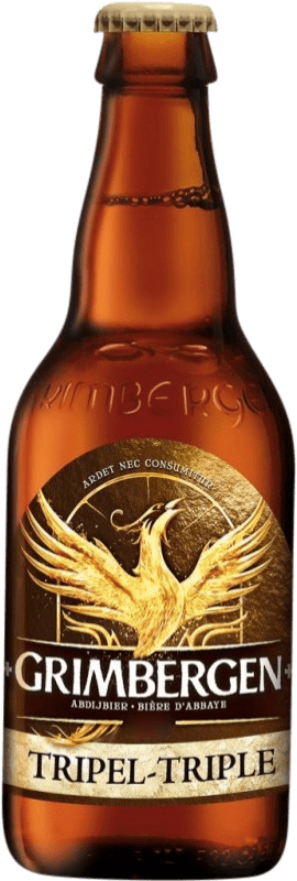 4,95 € 免费送货 | 啤酒 Grimbergen Triple Malt — 三重麦芽 Brabante 比利时 三分之一升瓶 33 cl