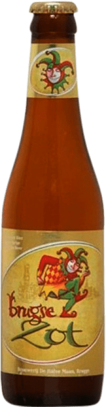 3,95 € 免费送货 | 啤酒 Halve Maan Brugse Zot Blonde — 淡色啤酒 Brujas 比利时 三分之一升瓶 33 cl