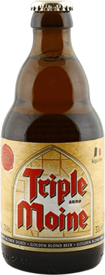 5,95 € Envio grátis | Cerveja Brasserie du Bocq Moine Triple Malt Valonia Bélgica Garrafinha Terço 33 cl