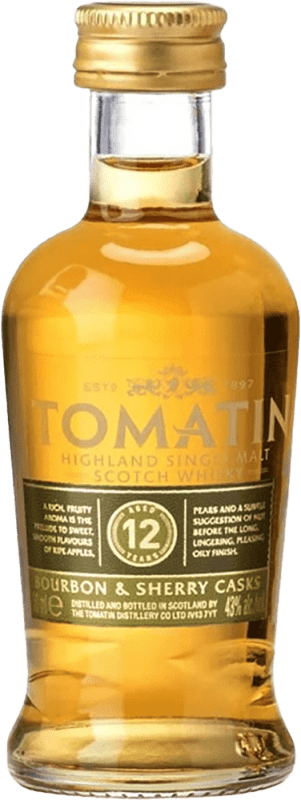 129,95 € Free Shipping | 12 units box Single Malt Whisky Tomatin United Kingdom 12 Years Miniature Bottle 5 cl