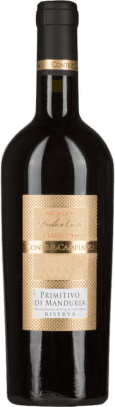 18,95 € Free Shipping | Red Wine Conte di Campiano Paolo e Carlo Classe 1966 Trocken — Dry Reserve — Aged D.O.C. Primitivo di Manduria Puglia Italy Primitivo 75 cl