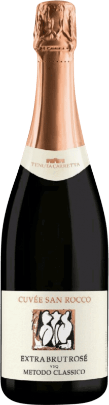 33,95 € Envio grátis | Espumante Rosé Tenuta Carretta San Rocco Extra Brut — Extra Bruto Cuvée, Rosé D.O.C. Nebbiolo d'Alba Piemonte Itália Nebbiolo 75 cl