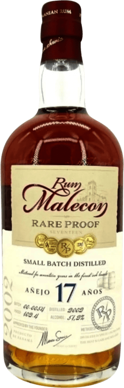 104,95 € Free Shipping | Rum Bodegas de América Malecon Proof Rare Panama 17 Years 70 cl
