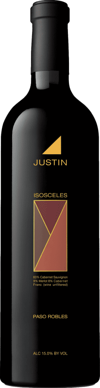 145,95 € Envío gratis | Vino Tinto Justin Isosceles California Estados Unidos Merlot, Cabernet Sauvignon, Cabernet Franc 75 cl