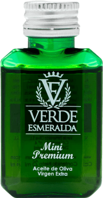 134,95 € Envío gratis | Caja de 100 unidades Aceite de Oliva Verde Esmeralda Premium, AOVE Virgen Extra Jaén España Picual Botellín Miniatura 2 cl PET