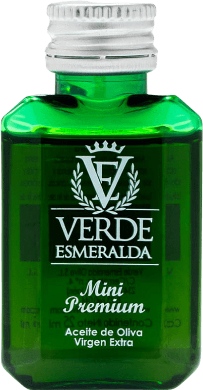 134,95 € Kostenloser Versand | 100 Einheiten Box Olivenöl Verde Esmeralda Premium, E-NOL Extra Nativ Jaén Spanien Picual Miniaturflasche 2 cl PET
