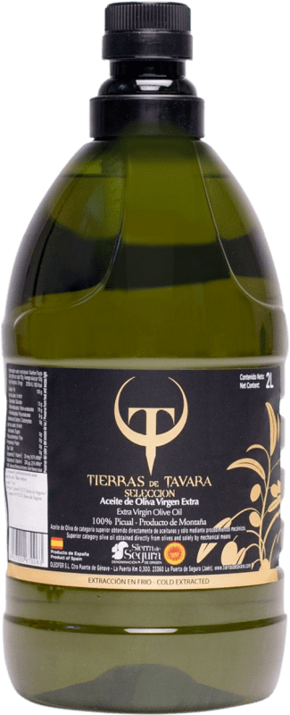 16,95 € Envío gratis | Aceite de Oliva Tierras de Tavara Selección, AOVE Virgen Extra D.O. Sierra de Segura Jaén España Picual Garrafa 2 L PET
