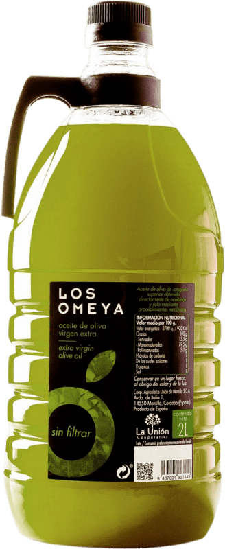 15,95 € Envío gratis | Aceite de Oliva La Unión Los Omeya Sin Filtrar, AOVE Virgen Extra Córdoba España Garrafa 2 L PET