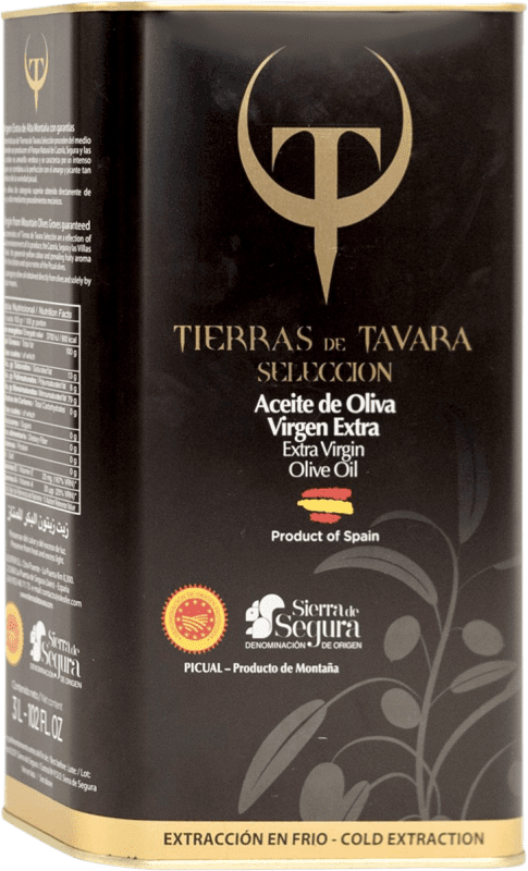 36,95 € 免费送货 | 橄榄油 Tierras de Tavara 甄选, EVOO 特级初榨 D.O. Sierra de Segura Jaén 西班牙 Picual — 皮夸尔 特殊罐 3 L