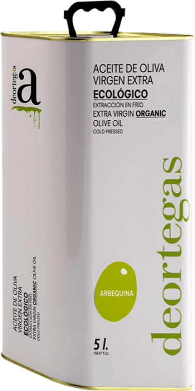55,95 € 免费送货 | 橄榄油 Deortegas EVOO 特级初榨 穆尔西亚地区 西班牙 Arbequina — 阿贝基纳 Eco — 生态 有机 天然 特殊罐 5 L