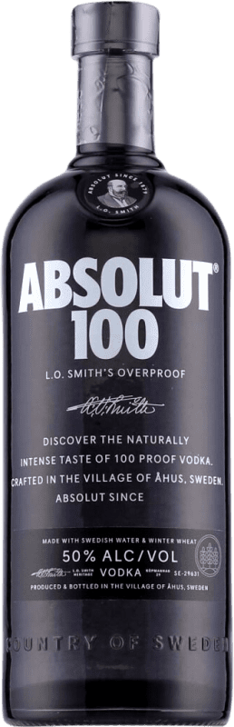 44,95 € Envío gratis | Vodka Absolut 100 Suecia Botella 1 L