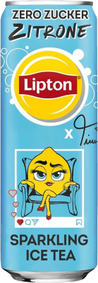 13,95 € Free Shipping | 24 units box Soft Drinks & Mixers Lipton Zitrone Ice Tea Sparkling Zero Germany Can 33 cl