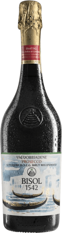 39,95 € 免费送货 | 白起泡酒 Bisol Gondolieri Millesimato 香槟 I.G.T. Veneto 威尼托 意大利 Glera 瓶子 75 cl