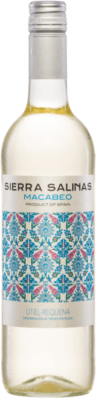 7,95 € Envío gratis | Vino blanco Coviñas Sierra Salinas Blanco Seco D.O. Utiel-Requena España Macabeo Botella 75 cl