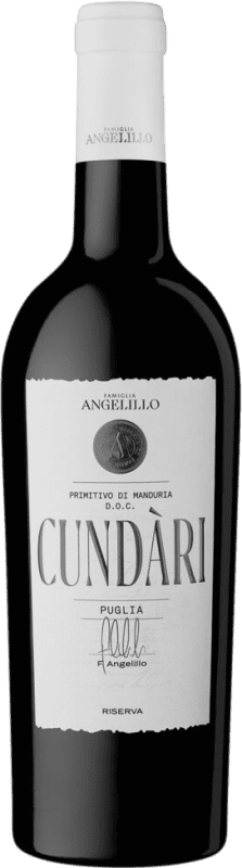 19,95 € Envío gratis | Vino Tinto Famiglia Angelillo Cundari Reserva D.O.C. Primitivo di Manduria Puglia Italia Primitivo 75 cl