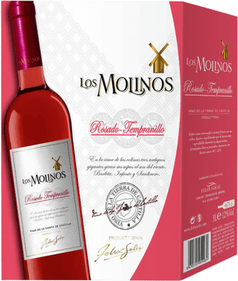 22,95 € Бесплатная доставка | Розовое вино Félix Solís Los Molinos Seco — Сухое D.O. Valdepeñas Испания Tempranillo — Темпранильо Bag in Box — вино в коробке 3 L