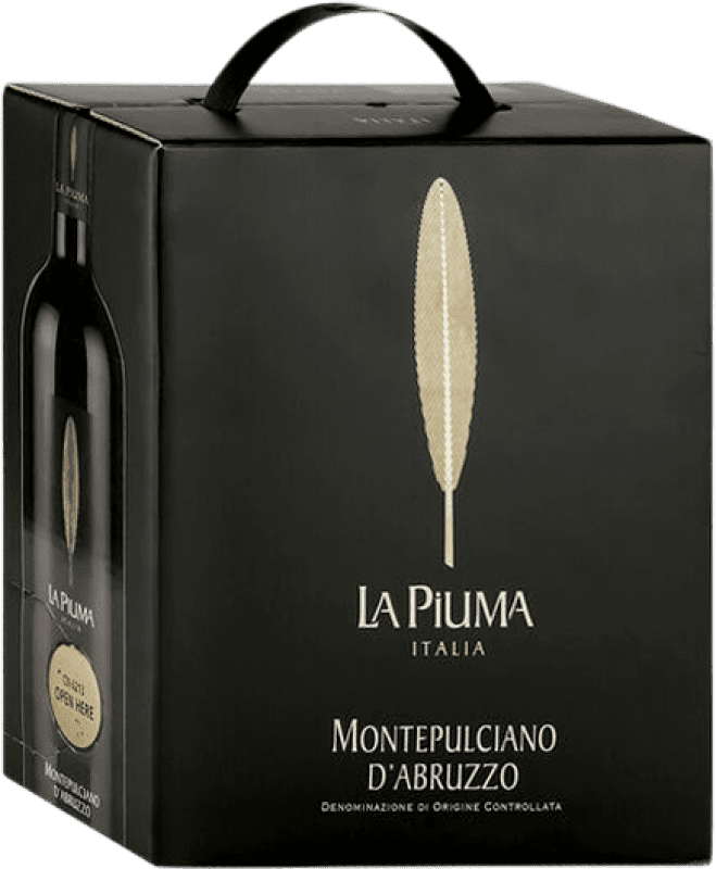 13,95 € Spedizione Gratuita | Vino rosso La Piuma Secco D.O.C. Montepulciano d'Abruzzo Abruzzo Italia Montepulciano Bag in Box 3 L