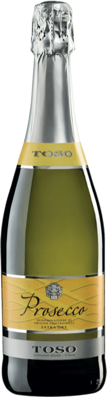 11,95 € Бесплатная доставка | Белое игристое Toso Экстра сухой D.O.C. Prosecco Венето Италия Chardonnay, Verdicchio, Glera, Bianchetta, Pinot Meunier, Perera бутылка 75 cl