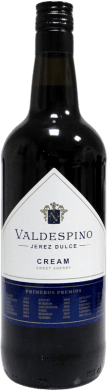 15,95 € Envoi gratuit | Vin Doux Valdespino Cream — Crème D.O. Manzanilla-Sanlúcar de Barrameda Espagne Palomino Fino Bouteille 1 L