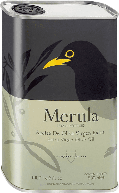 14,95 € Envío gratis | Aceite de Oliva Marqués de Valdueza Merula Extremadura España Lata 50 cl