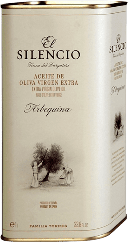 29,95 € Envio grátis | Azeite de Oliva Familia Torres El Silencio Catalunha Espanha Arbequina Lata Especial 1 L