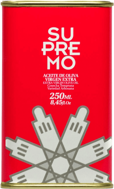 244,95 € 免费送货 | 盒装25个 橄榄油 Supremo EVOO 特级初榨 Jaén 西班牙 Arbosana — 阿尔博萨纳 罐 25 cl