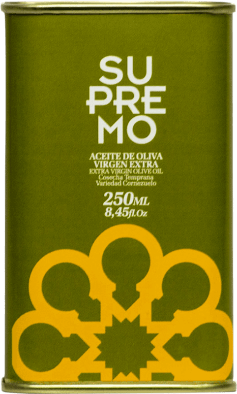 286,95 € Free Shipping | 25 units box Olive Oil Supremo EVOO Extra Virgin Jaén Spain Cornezuelo Can 25 cl