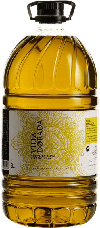 23,95 € Envío gratis | Aceite de Oliva Campos de Uleila Villa Dorada PET Andalucía España Garrafa 5 L