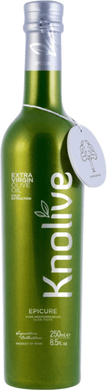 166,95 € Envoi gratuit | Boîte de 12 unités Huile d'Olive Hispasur Knolive Epicure HOVE Vierge Extra Andalousie Espagne Hojiblanca Petite Bouteille 25 cl Verre