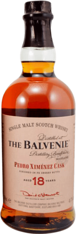 276,95 € Spedizione Gratuita | Whisky Single Malt Balvenie PX Pedro Ximénez Sherry Cask Finish — Affinato in Botte Regno Unito 18 Anni 70 cl