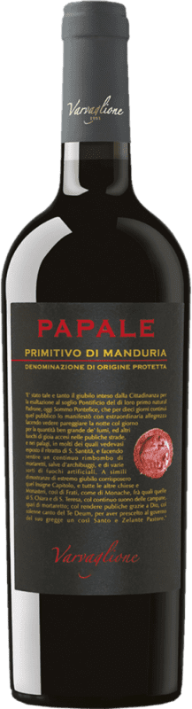 18,95 € Spedizione Gratuita | Vino rosso Varvaglione Papale D.O.C. Primitivo di Manduria Puglia Italia Primitivo Bottiglia 75 cl