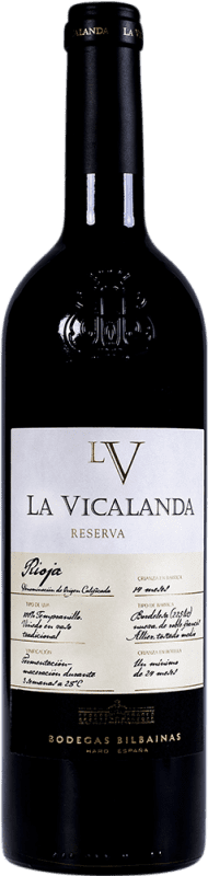 41,95 € Kostenloser Versand | Rotwein Bodegas Bilbaínas Viña Pomal Vicalanda Tinto Reserve D.O.Ca. Rioja La Rioja Spanien Tempranillo Flasche 75 cl