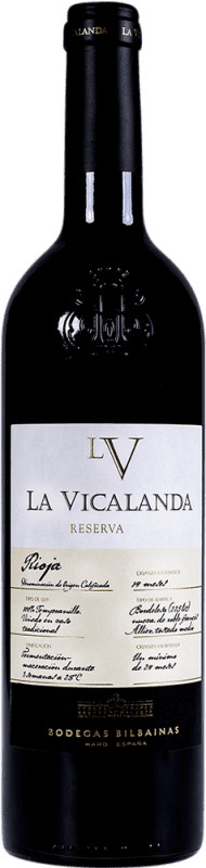 36,95 € Envio grátis | Vinho tinto Bodegas Bilbaínas Viña Pomal Vicalanda Tinto Reserva D.O.Ca. Rioja La Rioja Espanha Tempranillo Garrafa 75 cl