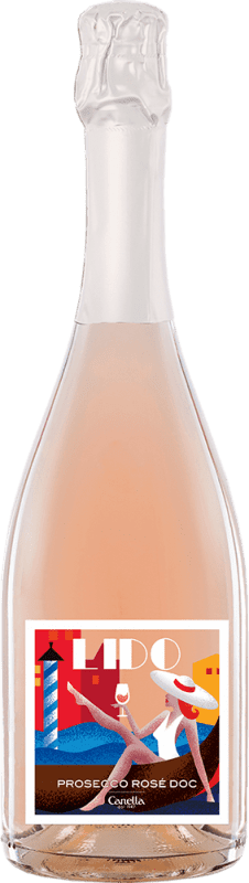 13,95 € 送料無料 | ロゼスパークリングワイン Canella Lido Rosé D.O.C. Prosecco イタリア Pinot Black, Rondinella ボトル 75 cl