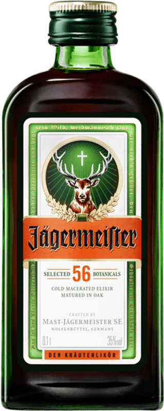 5,95 € Spedizione Gratuita | Liquore alle erbe Mast Jägermeister Germania Bottiglia Miniatura 10 cl