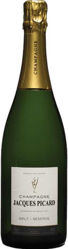 56,95 € Kostenloser Versand | Weißer Sekt Jacques Picard Brut Reserve A.O.C. Champagne Champagner Frankreich Spätburgunder, Chardonnay, Pinot Meunier Flasche 75 cl