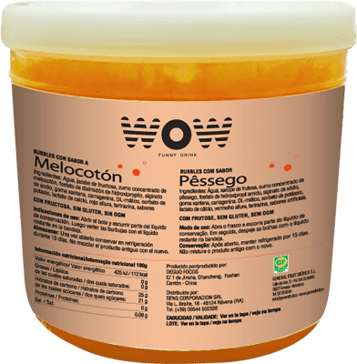 49,95 € Free Shipping | Cocktail Syrup WOW Topping Bubble Fruit Spain Jerrycan 3 L 3 kg Melocotón — Peach