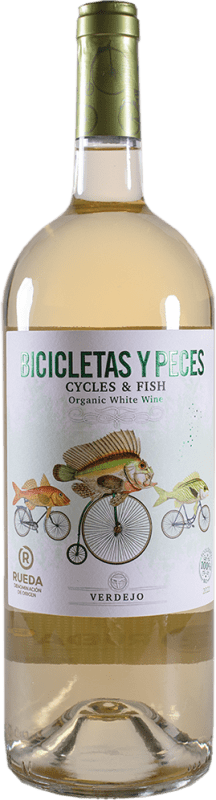 23,95 € 免费送货 | 白葡萄酒 Family Owned Bicicletas y Peces D.O. Rueda 西班牙 Verdejo — 维德霍 Eco — 生态 有机 天然 大瓶 — Magnum 1,5 L