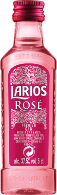 42,95 € 免费送货 | 盒装20个 金酒 Gin Larios Rosé — 桃红葡萄酒 西班牙 小瓶装 5 cl Fresa — 草莓