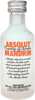36,95 € 免费送货 | 盒装12个 伏特加 Absolut 瑞典 小瓶装 5 cl Mandarin — 橘子