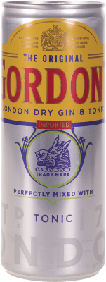 45,95 € Бесплатная доставка | Коробка из 12 единиц Напитки и миксеры Gordon's Gin & Tónica Объединенное Королевство Банка 25 cl