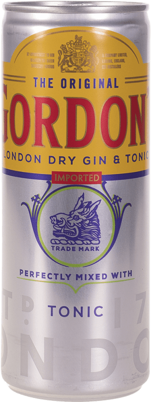 45,95 € 免费送货 | 盒装12个 饮料和搅拌机 Gordon's Gin & Tónica 英国 铝罐 25 cl