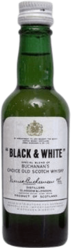 4,95 € Envio grátis | Whisky Blended Buchanan's Black & White Escócia Reino Unido Garrafinha Miniatura 5 cl