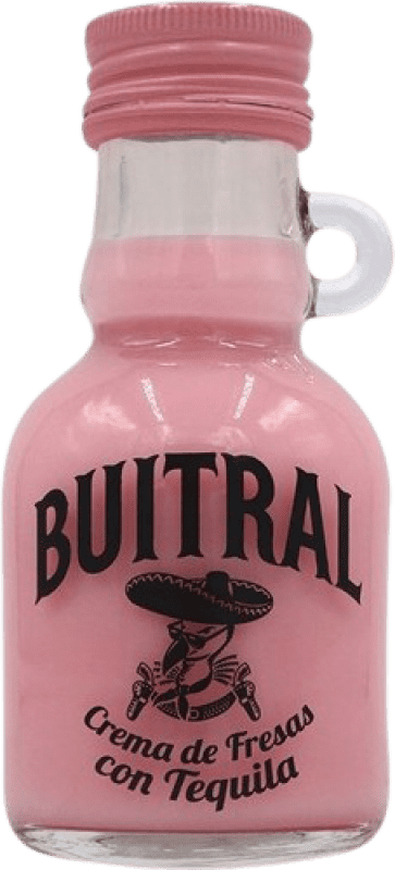 4,95 € Free Shipping | Liqueur Cream Buitral Fresas con Tequila Mexico Miniature Bottle 10 cl